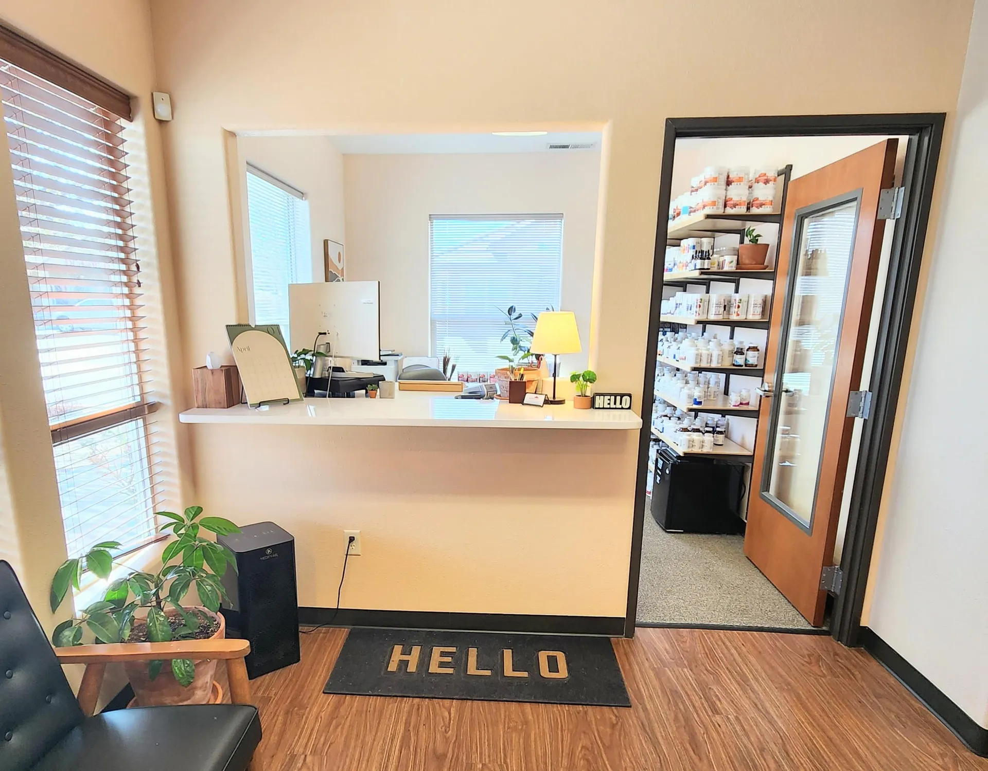 The reception and waiting area at Red Mountain Natural Medicine, a functional medicine clinic in Boise, Idaho